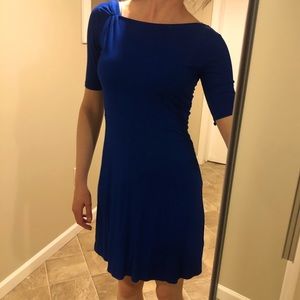 Ann Taylor Stretch Shift Dress - Angled Neck, Blue